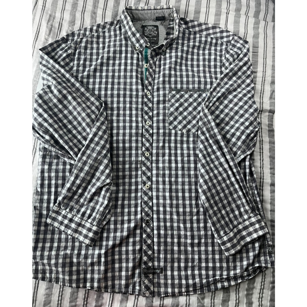 English Laundry Blaque Label Botton Down Shirt Black Plaid Christopher Wicks XXL